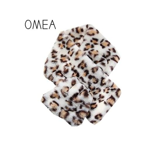 OMEA Winter Fur Scarf Women Animal Print Faux Fur for Ladies High Quality Women Fashion 2019 Leopard Scarf Rabbit Fur Royal Blue