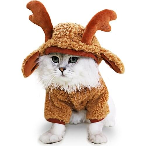 Genuine Jucy Pobby Winter Pet Cat Clothes For Cats Coat Jacket Cotton, Costumes For Cat & Dog ,Cute Elk Cosplay