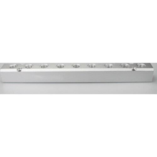 G1/2" In G1/4" Out 30x30mm 9 Way 11 Port Pneumatic Air Solid Aluminum Manifold Block Splitter Water Gas Oil