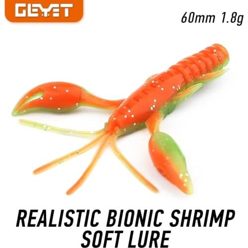10Pcs Shrimp Bait Silicone soft Lure 60mm/1.3g Worm Artificial Craw Crankbait Bass saltwater Fishing Tackls