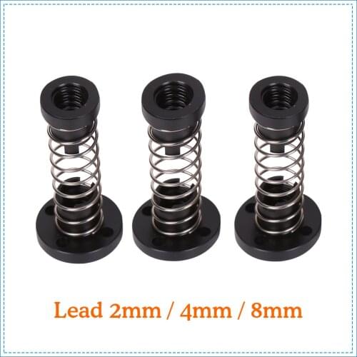 3D Printer T8 POM Anti Backlash Nuts For Lead 2mm / 4mm / 8mm Acme Threaded Rod Eliminate the gap Spring DIY CNC Accessories
