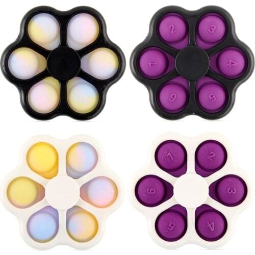 Push Pop Bubble Sensory Fidget Toy 2 In 1 Fidget Spinner Early Educational Mini Sensory Toy Stress Relief Toys for Kids Adult