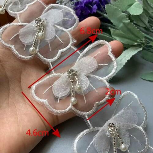 10X Butterfly Flower Soluble Organza Lace Trim Knitting Wedding Embroidered DIY Handmade Patchwork Ribbon Sewing Supplies Craft