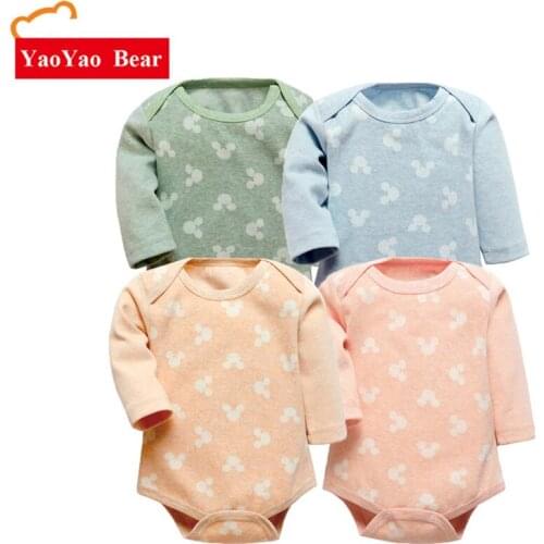 Newborn Long Sleeve Baby Boys Girls 6-12m 4 Colors Bodysuits 2pcs Set YAOYAO BEAR Brand Children New Arrival Cotton Clothes