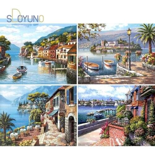 SDOYUNO 60X75cm Oil Painting by Numbers Seascape DIY Paint By Numbers Frame Canvas Painting Handpaint Home Decor Unique Gift