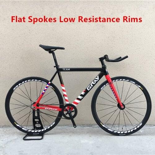 GRAY Fixed Gear Bicycle TEAM Aluminum Alloy Frame Flat Spokes Wheels Muscle Single Speed Bike One-piece Molding Magnesium Rims
