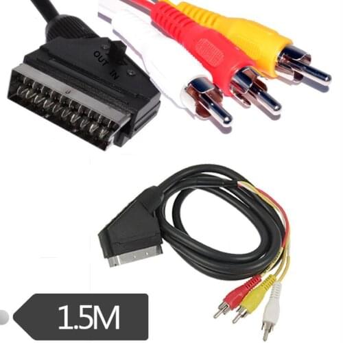 LBSC 1.5m gold terminal plug common line audio cable SCART TO 3RCA