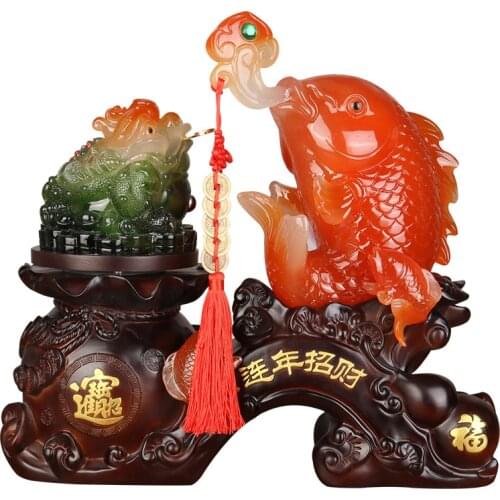 Decorations Office Home Resin Feng Shui Fish Crafts Creative Opening Gifts Figurines Miniatures Ornaments Lucky