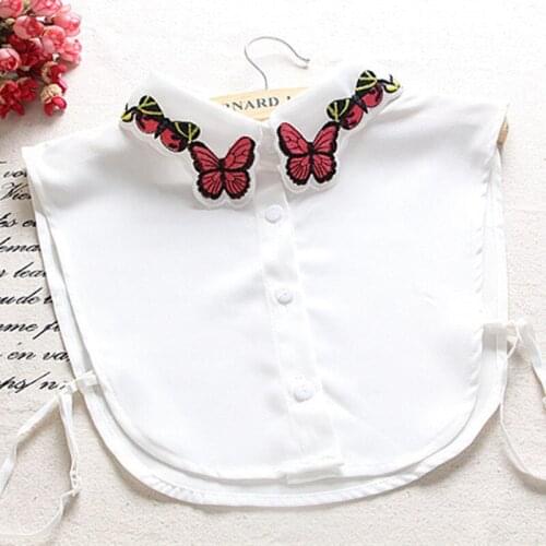 YSMILE Y Women Embroidery Butterfly Fake Collar Fashion All Match Comfortable Shirt Sweater Remove Detachable Collar For Female