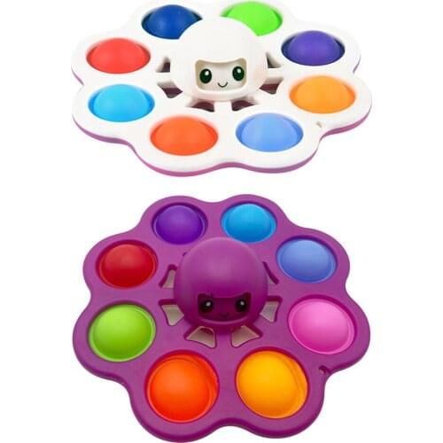 Funny Autism Stress Relief Interactive Flip Octopus Change Faces Spinner Push Bubble Squeeze Sensory Toys for Kids Gift Portable