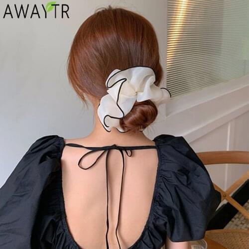 AWAYTR Hair Ties Ring Scrunchies Elastic Hairbands Solid Color Flower Rubber Ponytail Headband Holders Women Hair Accessories