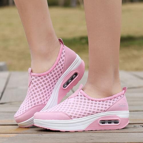 Women Casual Shoes Soft Bottom Walking Shoes Woman Air Mesh Vulcanize Shoes Summer Chunky Sneakers For Basket Femme Wedgeshb46