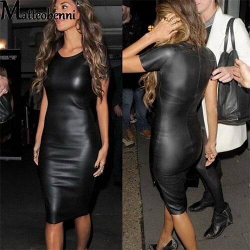 Women Sexy PU lingerie Dress Latex Patent Leather Dress Sexy Party Bodycon Ladies Wet Look Clubwear Black Pencil Dress Catsuit