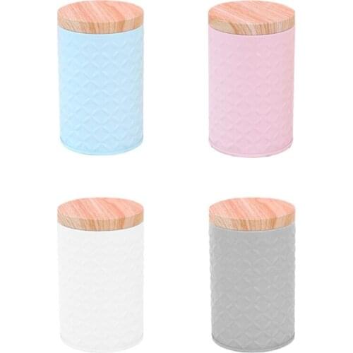 E7CB Wood Grain Tin Box Metal Storage Box Coffee Tea Cans Home Organizer Kitchen Case Tea Caddies Canister