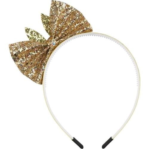 1PC 4inch Big Sequin Bow Hairbands Rabbit Ear Headbands Blingbling Pink Bows Hair Bands Girls Hair Accessories