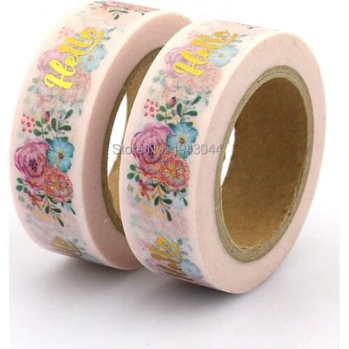 1pc Hello Flower Foil Washi Tape Japanese Paper DIY Planner Masking Tape Adhesive Tapes Stickers Decorative Stationery Tapes
