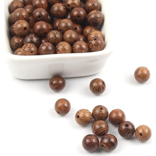 100pcs/lot 6 8mm Natural Wenge Wooden Beads Balls Round Loose Spacer Beads For Jewelry Making Bracelet Necklace DIY Accessories