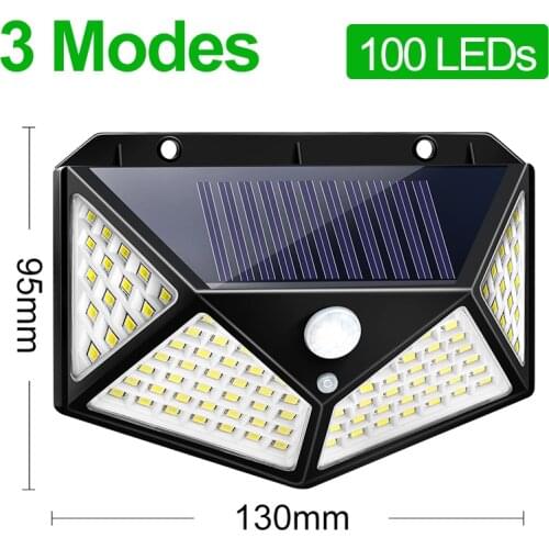 100 LED Solar Light Outdoor Solar Lamp Powered Sunlight Waterproof PIR Motion Sensor Street Light for Garden Decoration