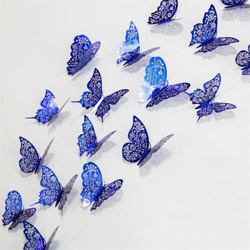 12pcs 3D Wall Stickers Butterfly Wall Stickers Hollow Rose Butterfly Sticker for DIY Art Home Decor Wall Decals Wedding Decor