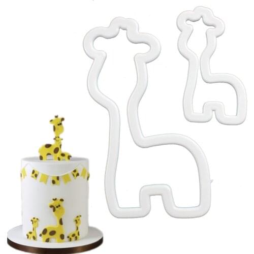 2Pcs/Set Giraffe Cookie Cutter Baking Cartoon Biscuit Mould Fondant Cake Decorating DIY Tools Pastry Fondant Moulds