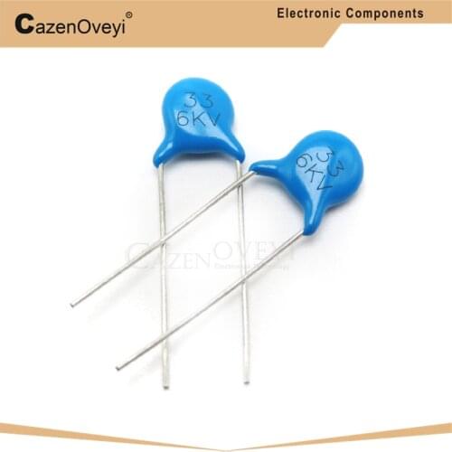 20pcs/lot 6KV33J High-voltage ceramic capacitors 6KV 6000V 33P 33J In Stock