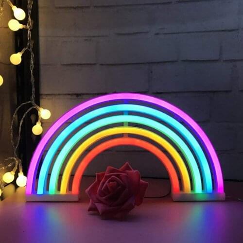 2019New Cute Rainbow Neon Sign LED Rainbow Light Lamp for Dorm Decor Rainbow Decor Neon Lamp Wall Decor Christmas Neon Bulb Tube