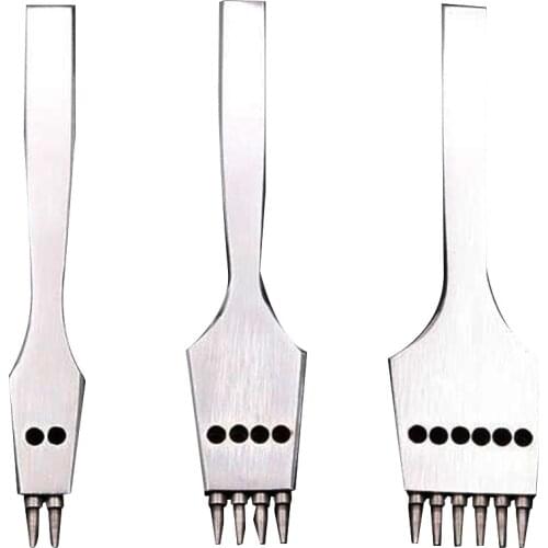 3Pcs 4mm Leather Craft Round Hole Leather Puncher Detachable Seam Punching Chisel Tool/Set