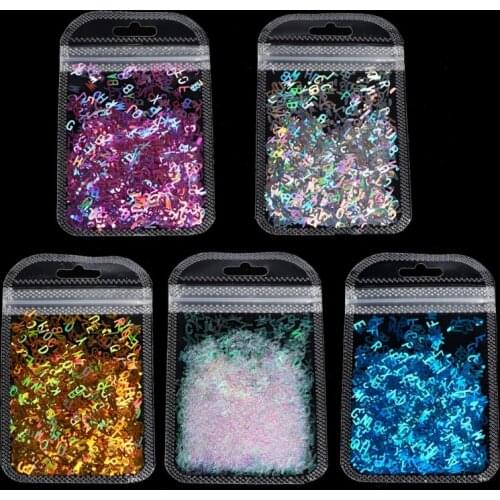5 Colors Alphabet Holographic Letters Chunky Glitter Epoxy Resin Sequins 2g Per