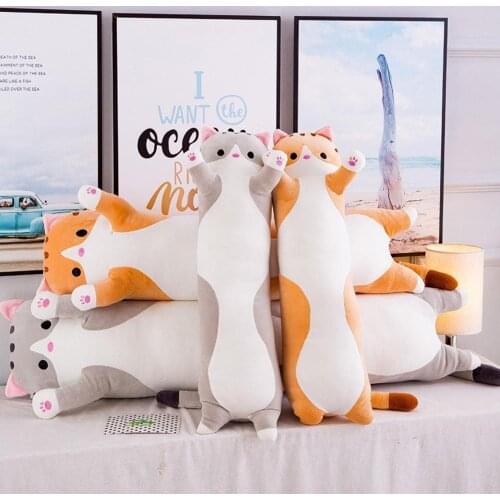 50-130cm Animal Cat Cute Creative Long Soft Toys Office Lunch Break Nap Sleeping Pillow Cushion Stuffed Gift Doll for Kids