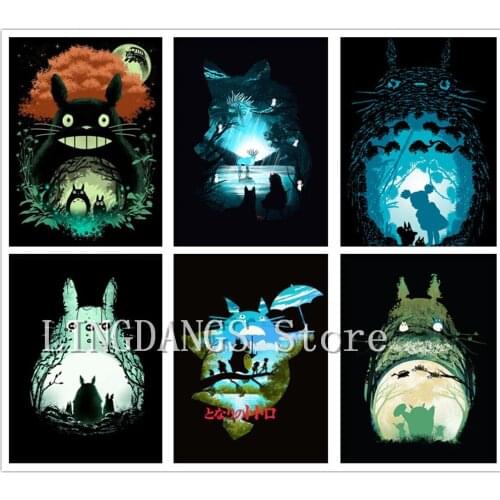Anime 5D DIY Diamond Painting Hayao Miyazaki My Neighbor Totoro Black Cartoon Diamond Mosaic Embroidery Cross Stitch Home Decor