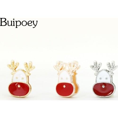Buipoey 2020 New Red Christmas Elk Reindeer Beaded Charm Fit 10mm Stainless Steel Mesh Bracelet & Bangle Accessories Beads