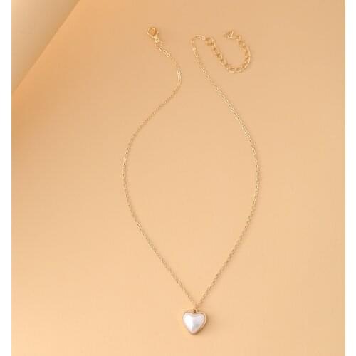 50664 fashion and exquisite jewelry creative simple artificial pearl heart-shaped pendant alloy clavicle chain