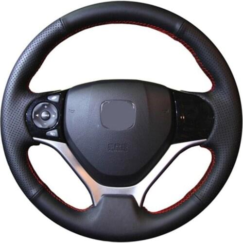 Steering Wheel Cover Leather Black Steering Wheel Cover for Honda Civic 9 2012 2013 2014 2015 Grip Cover car assessoires