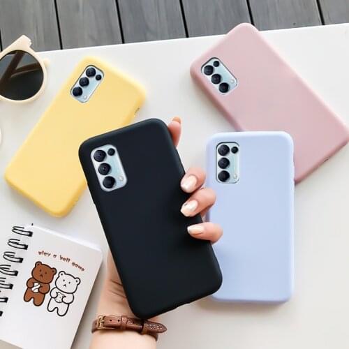 For OPPO Reno 5 Case Silicone Case Macaron Colors Candy Soft TPU Simple Black Casing Phone Back Cover