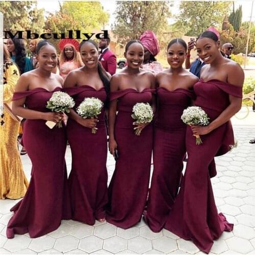Mbcullyd Mermaid African Bridesmaid Dresses Long 2020 Sexy Off Shoulder Vestidos De Fiesta De Noche Kenya Wedding Guest Dress
