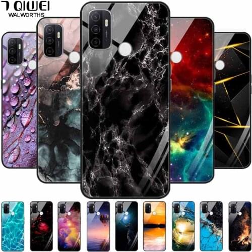 For OPPO A53 Case 2020 Glass Hard Fashion Phone Cover For OPPO A53s Case OPPOA53 A 53s 53 Tempered Luxury Protective Soft Bumper