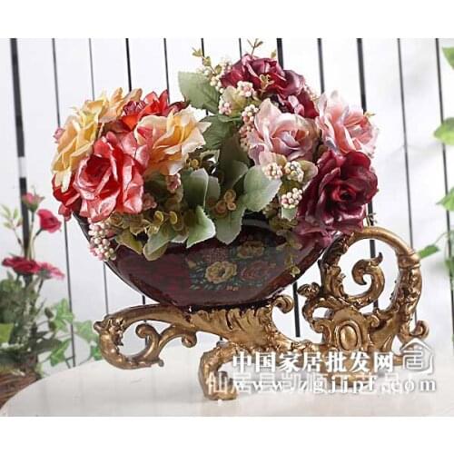 Factory direct wholesale supply of bulk resin painted vases / fruit bowl CZ666-11