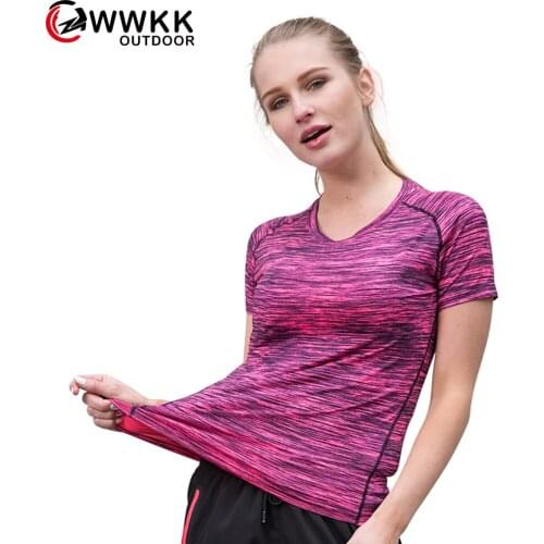 WWKK Women Dry Quick Short Sleeve Slim Sport T Shirt Gym Jerseys Fitness Shirt Trainer Running T-shirts Female Climbing Tshirt