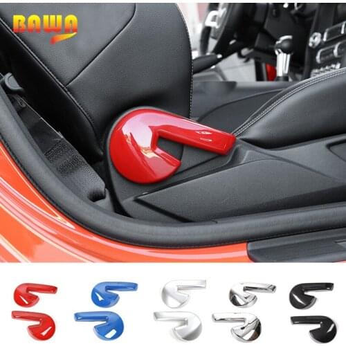 HANGUP ABS Car Seat Backrest Chair Adjust Handle Decoration Cover Interior Stickers For Ford Mustang 2015 Up Car Styling