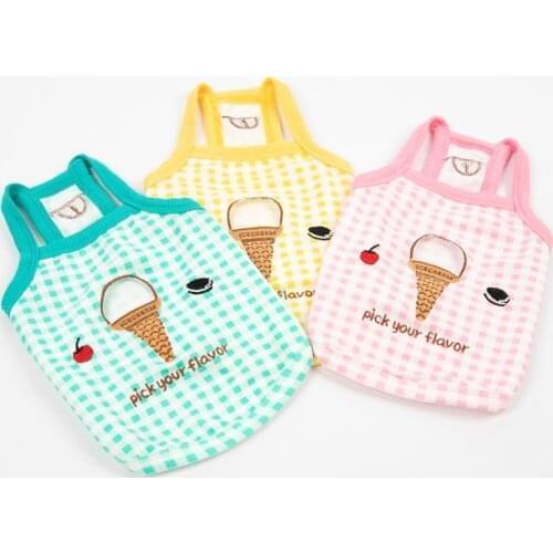 Ice Cream Plaid Clothes for Small Dogs Summer Dog Sling Vest Chihuahua Sleevless T-shirt for Yorkies Shih Tzu Ropa Perro 20E