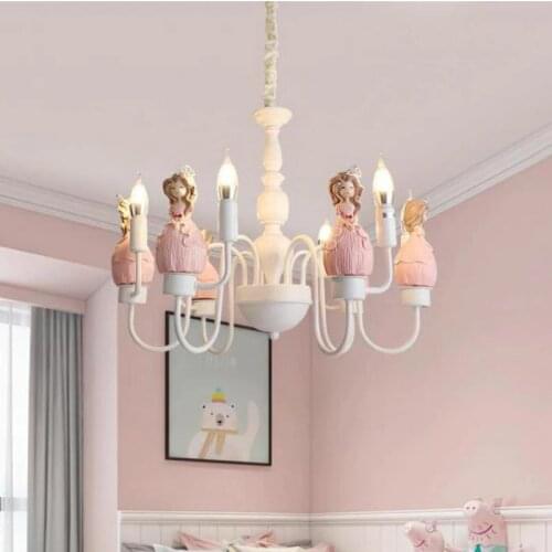Korean Chandelier Lighting pink Chandeliers Princess Room Girl Cartoon Children Room Bedroom Lamp Living Room Lamp Kids lighting