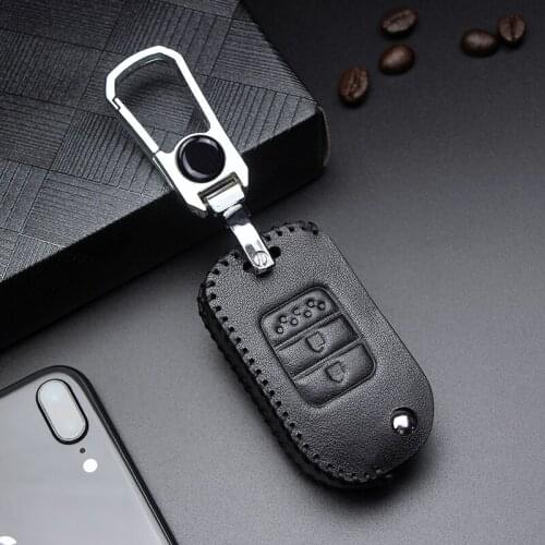 Leather Car Key Ring Cover For Honda Civic CR-V HR-V Accord Jade Crider Odyssey Freed Pilot EX EXL Crz BR-V XR-V Vezel Inspire