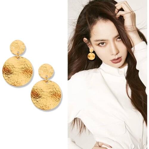 Metal Textured Round Disc Clip Earrings Without Piercing Statement Geometric Big Circle Earrings No Pierced hole
