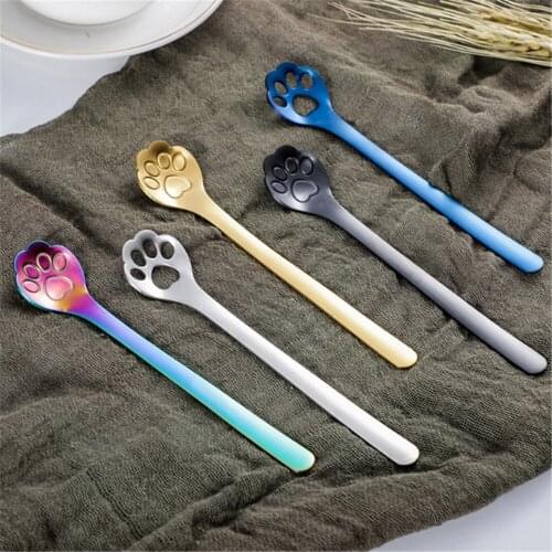 Cute High Quality Gold Cat Claw Mini Creative Coffee Stainless Steel Spoon Gift Cake Stirring Sugar Soup Dessert Teaspoon
