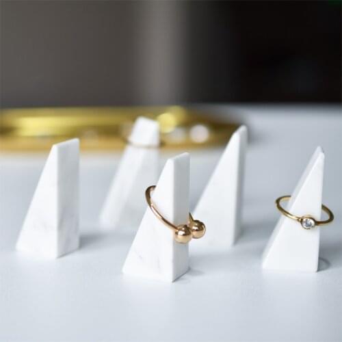 Minimalist Marble Ring Holder Stone Rings Display Rack Mini Jewelry Accessories Tray Studio Photography Props Shop Home Decor