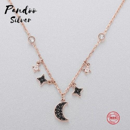 Fashion Charm Sterling Silver Original 1:1 Copy, Mysterious Moon Stars Wild Clavicle Chain Necklace Female Luxury Jewelry Gifts