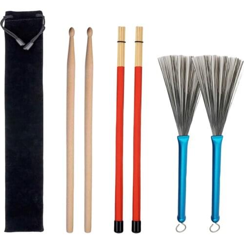 Musical Drum Rod Brush Stick & Wire Brushes & Drumsticks For Drum Accessory