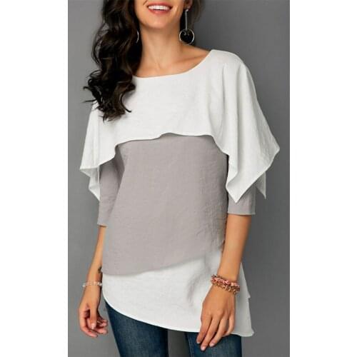 2018 New fashion Autumn New Fashion Women Tops Womens Loose Crew Neck Tops Lady Casual Half Sleeve Shirt Blouse