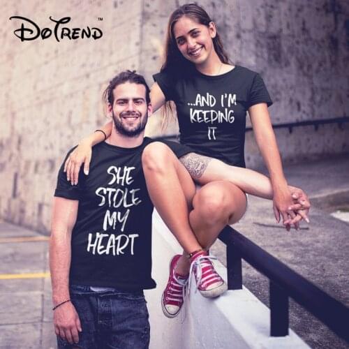 New She Stole My Heart ...And I'm Keeping It Short Sleeve T-Shirt Valentine Funny Couples T Shirt Matching Couple Clothing