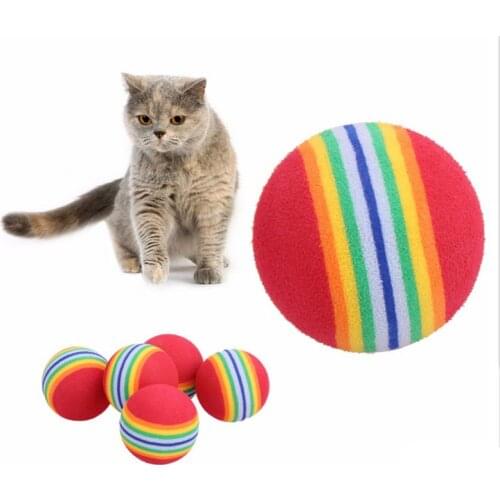 New 5Pcs/10Pcs Colorful Cat Toy Ball Interactive Cat Toys Play Chewing Rattle Scratch Natural Foam Ball Training Pet Supplies